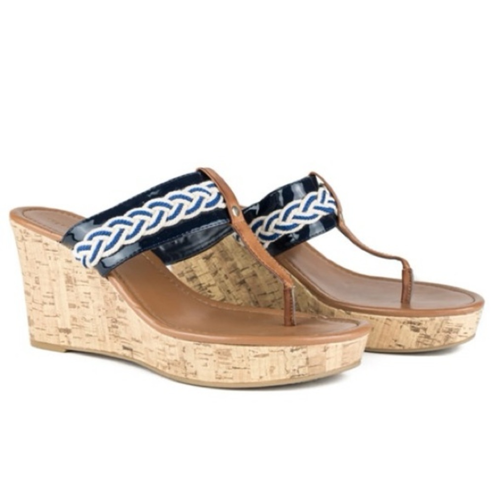Tommy Hilfiger‎ Madge Nautical Wedge Sandals Size 10 B100
